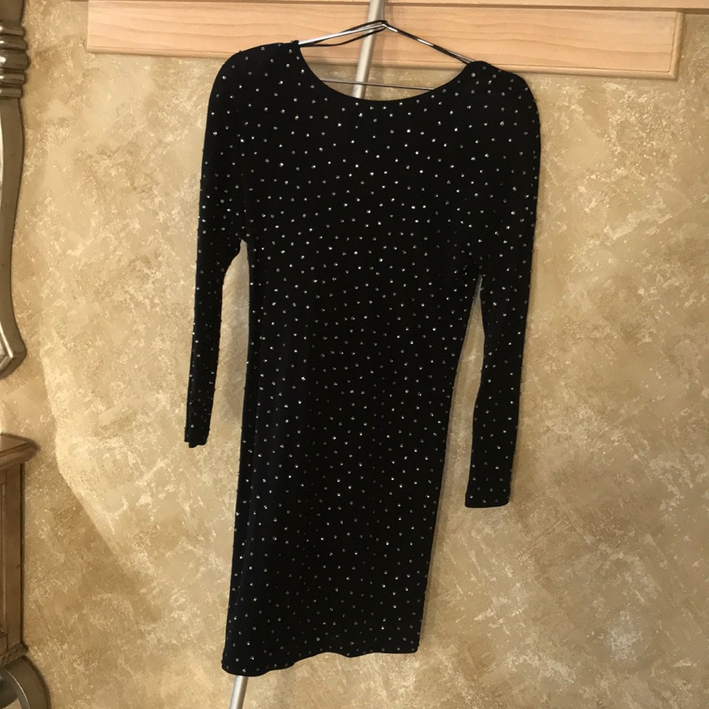 Black with silver round beading